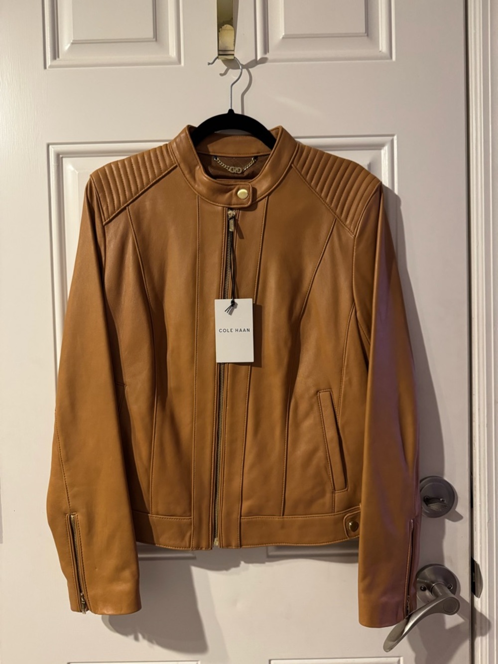 Cole Haan Tan Leather Moto Jacket